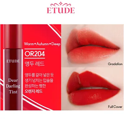 ETUDE HOUSE Dear Darling Water Gel Tint #OR204 Cherry Red  Lip Stain • $13.83