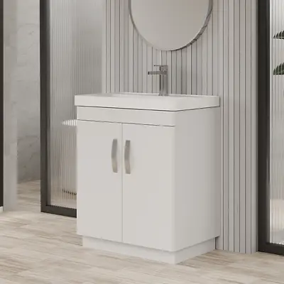 Waterproof PVC 600mm Vanity Unit And Basin Floor Standing With 2x Doors • £239.99