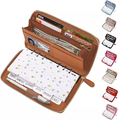 Cash Envelope Wallet Brown All In One Budget System RFID Blocking With 12X Tabbe • $36.44