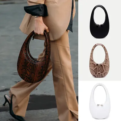 $70.22 • Buy Unique Oval Structure Swipe Leather Shoulder Bag Armpit Fashion Week Tote
