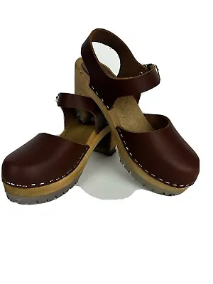 Mia Abba Swedish Clog Brown Wood Sole EU 36 Y2K • £62.66