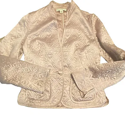 Banana Republic Vintage Women's Medium 100% Silk Shell Embroidered Jacket Pink • $16.99