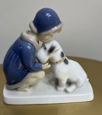 Vintage BING & GRONDAHL ( B & G) Denmark Porcelain Girl With Dog Figurine # 2163 • $39.99