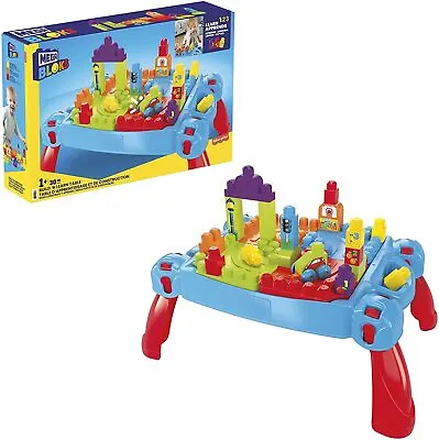 MEGA BLOKS Build 'n Learn Table Toy Building Set With 30 Big Building Blocks • £37.99