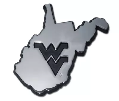 NEW West Virginia University State Shape Chrome Auto Emblem. • $17.95