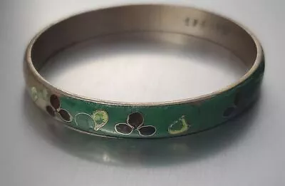 $19.60 • Buy Signed Enamel Gold Tone Bangle Bracelet