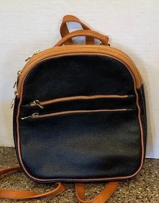 Valentina Italy Mini Backpack Bag Purse Genuine Leather Dark Navy Pebbled EUC! • $57