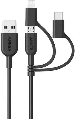 $26.54 • Buy Anker Powerline II 3-In-1 Cable, Lightning/Type C/Micro USB Cable For Iphone, Ip