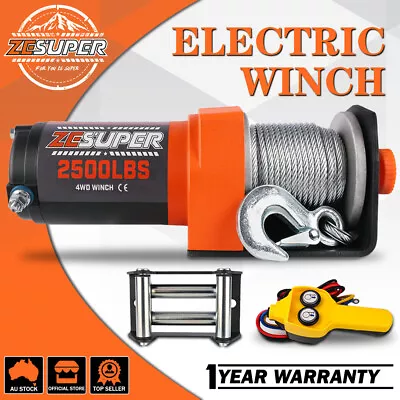 Electric Winch 12V 2500LBS/1134KG Steel Cable Portable Boat ATV UTV 4WD 4x4 Hand • $95.90