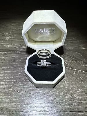 Zales 14k White Gold Bridal And Anniversary Set Sz 7 • $1548.88