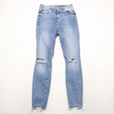 H&M &Denim Women's Size 28 Blue Super Skinny High Rise Distressed Stretch Jeans • $11.33