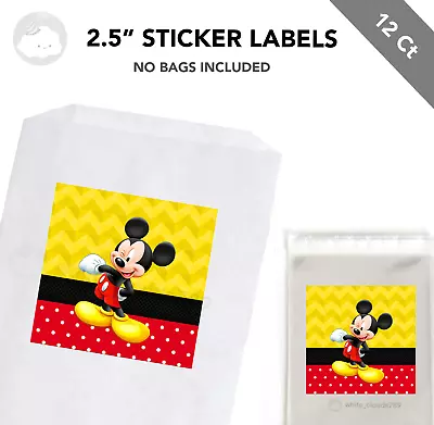 12 Mickey Mouse 2.5  Sticker Label For Bag Treat Box Birthday Party Favor • $5