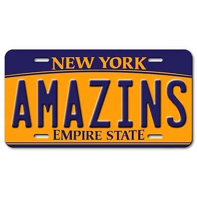 New York Mets AMAZINS Aluminum Vanity License Plate Tag Baseball Blue Gold • $16.65