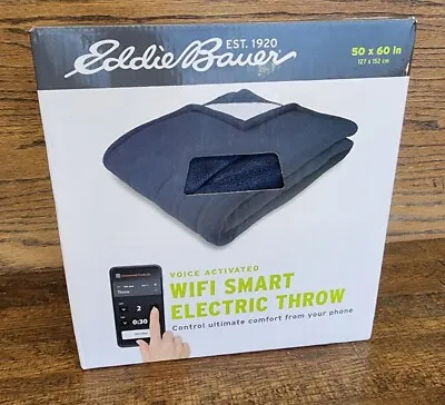 Eddie Bauer | Smart Heated Electric Throw Blanket - Reversible Sherpa - Indigo • $39.99