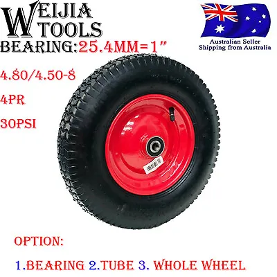 16  Wheelbarrow Trolley Wheel 4.80 4.00-8 Pneumatic Tyre 25.4mm Bore Tire Steel • $13.99