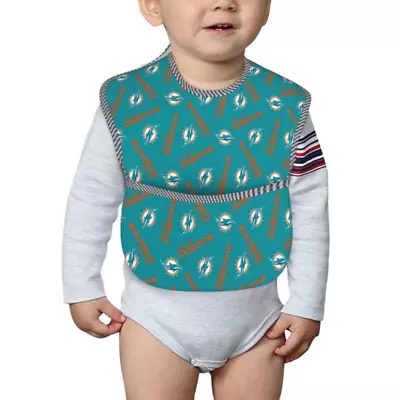 6-24M Miami Dolphins Waterproof Baby Bib Portable Printed Bib With Pockets • $7.28