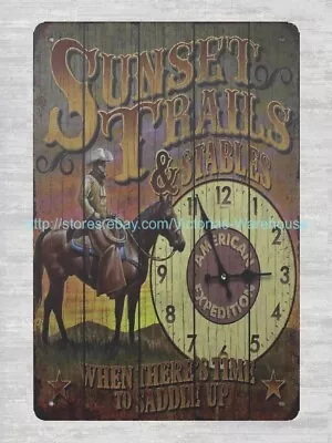 Urban Home Decor Sunset Trails Stables Horse Cabin Metal Tin Sign • $15.87