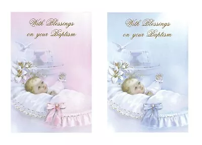 With Blessings On Your Baptism Card Girl / Boy Religious 22260/1 Christening • £2.10