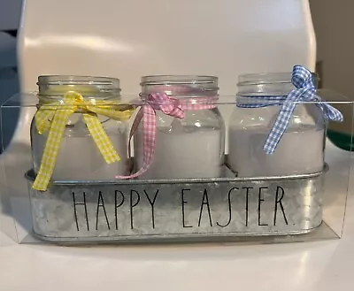 Rae Dunn 3 Pack Mason Jar Flameless Candle Set Happy Easter NEW • $19.99