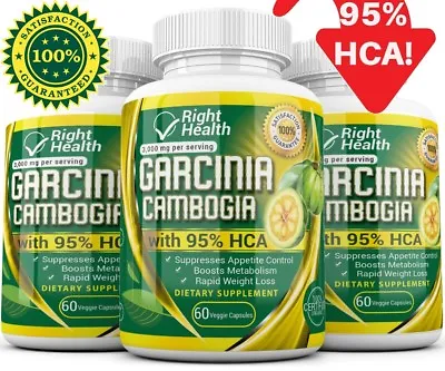 $10.98 • Buy 3 X BOTTLES 180 Capsules 3000mg Daily GARCINIA CAMBOGIA HCA 95% Weight Loss Diet