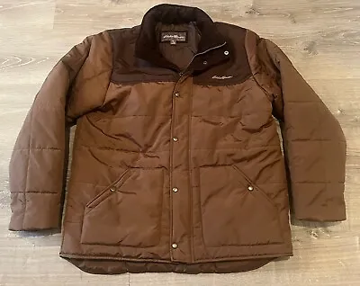 2014 Eddie Bauer Heavy Warm Corduroy Collar Puffer Parka Brown  SZ XL TALL EUC • $49.99