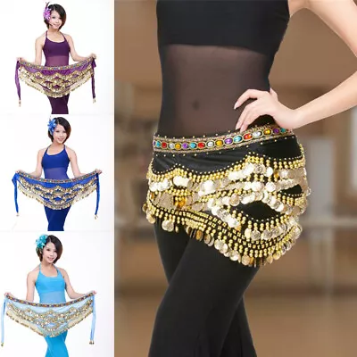 Belly Dance Scarf Velvet Coin & Bead Belt Wrap Hip UK Seller New 300+ Coins • £14.39