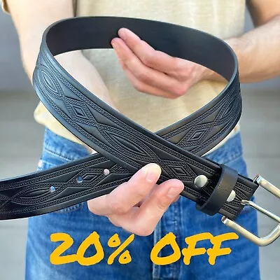 Handmade Men's Western Belt Genuine Full Grain Leather Strap Cowboy Rodeo Belt • $19.99