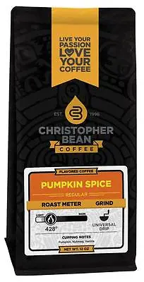 $10.99 • Buy Christopher Bean Coffee PUMPKIN SPICE Flavored Coffee 1-12-Oz Bag
