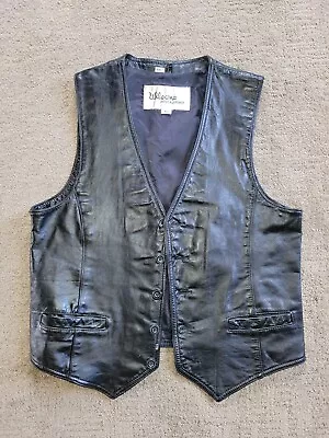 VTG Wilsons Vest Adult 40 Black Leather Jacket Western Rodeo Biker Mens 80s • $25