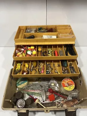 Vintage 1979 Old Pal Tackle Box 3 Tray 1080 W/ Fishing Items Gear • $34.99