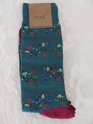 J.Crew Critter Dress Socks- Holiday Lights-Teal -Lightweight-Men's One Size-NWT • $14.39