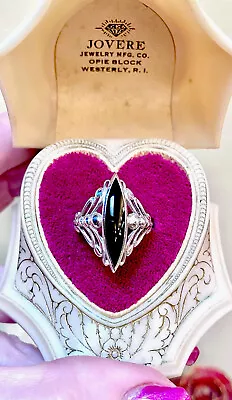 Vintage Kabana Designer Ornate Sterling Silver & Onyx Ring • $48