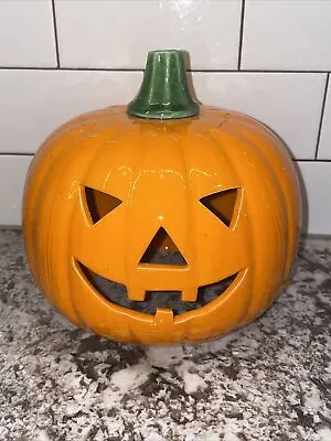 Vtg Ceramic Jack O’ Lantern JOL Pumpkin Halloween Lighted Illuminated • $38