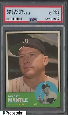1963 Topps #200 Mickey Mantle New York Yankees HOF PSA 6 EX-MT • $368