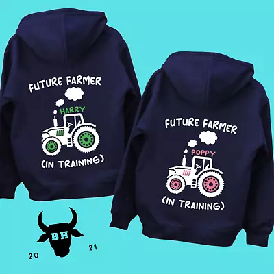 Personalised Kids Tractor 'Future Farmer (in Training)' Jumper Hoodie Farm • £25.99