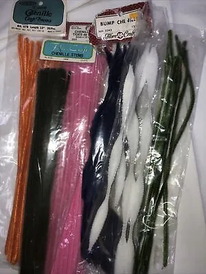 Chenille Stem Bump Pipe Cleaner Lot Pink Blue White Orange Green Craft  Vintage • $23.95