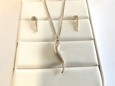 £40 • Buy Retro Vintage Silver 925 Horn Of Plenty Pendant Necklace & Earrings Set 