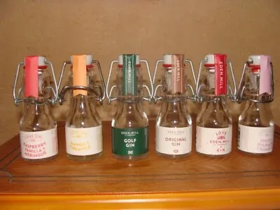 6 Miniture Empty Assorted Eden Mill Gin Bottles With Stopper Tops .in V.g.c. • £11