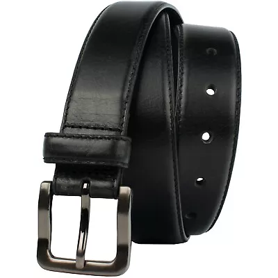 Metro Black Leather Belt By Nickel Zero® Dress Belt With Nickel Free Buckle • $39.99