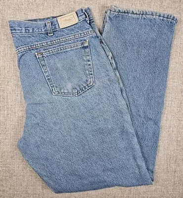 LL Bean Fleece Lined Jeans Classic Fit Mens 36x32 Blue Straight Leg Double L • $16.05