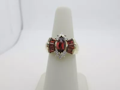 Victorian Garnet Diamond Ring Solid Gold 2ctw Vintage 10K Size 6.5 January R760 • £288.30