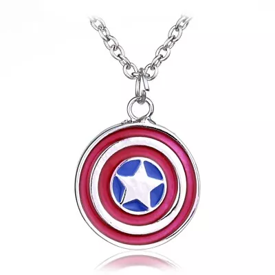 Marvel Avengers Captain America Shield Enamel Necklace Pendant + Free Gift Bag • £5.95