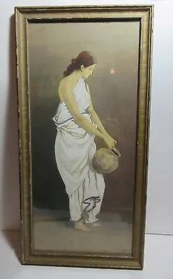 1925 Antique Watercolor Painting Arab Middle East Young Woman Signed 21  X 11  • $95