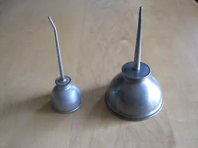 2 Vintage Small Thumb Oiler Pump Oil Cans; 3 1/2 Inch & 1 7/8 Inch Diameters • $15