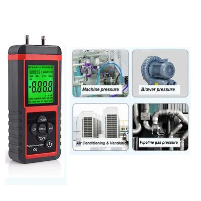 12 Pressure Units Digital Manometer  Differential Air Gas Meters Guage Record • $43.28