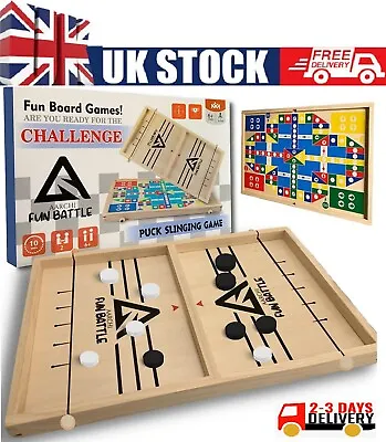Fast Sling Puck Game And Ludo Game 2 In 1 Family Board Games Xmas Gift • £15.99