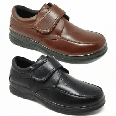 Mens Lightfoot Memory Foam Wide Orthopaedic Touch Fastening Shoes Tan Black 6-11 • £23.95