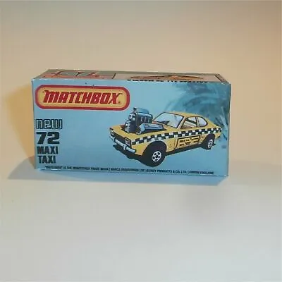 Matchbox Lesney Superfast 72 E Maxi Taxi Mercury Capri K Style Repro Box • $8.36