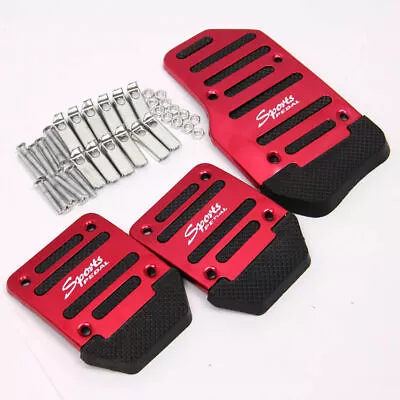 3 Pcs Red Aluminum Alloy Racing Sports Car Manual MT Non-Slip Foot Pedals Cover • $13.85