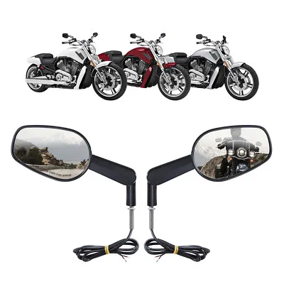 Muscle Rear View Side Mirrors LED Turn Signals Fit For Harley V-Rod VRSCF 09-17 • $90.20